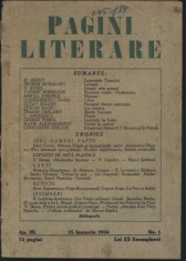 Pagini literare , an 3 , nr. 1 , 1936 foto