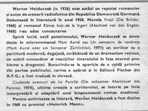 Werner Heiduczek - Un semestru de tandrete