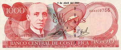 COSTA RICA █ bancnota █ 1000 Colones █ 2003 █ P-264d █ UNC █ necirculata foto