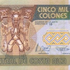 COSTA RICA █ bancnota █ 5000 Colones █ 1999 █ P-268Aa █ UNC █ necirculata