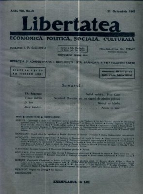 A101 Libertatea -Anul VIII, No.20 -20 Octombrie 1940 foto