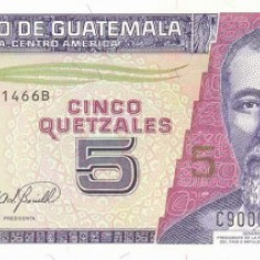 GUATEMALA █ bancnota █ 5 Quetzales █ 2006 █ P-106b █ UNC █ necirculata