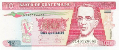 GUATEMALA █ bancnota █ 10 Quetzales █ 2006 █ P-111a █ UNC █ necirculata foto