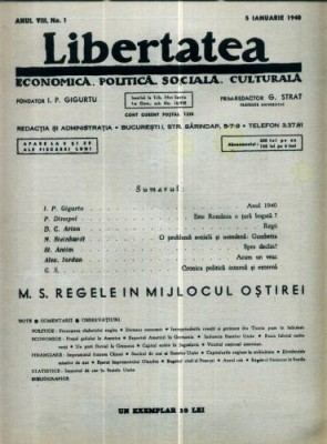 A105 Libertatea -Anul VIII, No.1 - 5 Ianuarie 1940 foto
