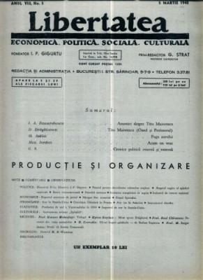A115 Libertatea -Anul VIII, No. 5 - 5 Martie 1940 foto