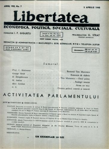A113 Libertatea -Anul VIII, No. 7 - 5 Aprilie 1940
