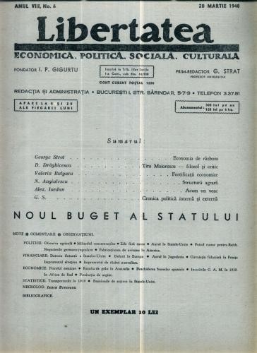 A114 Libertatea -Anul VIII, No. 6 - 20 Martie 1940