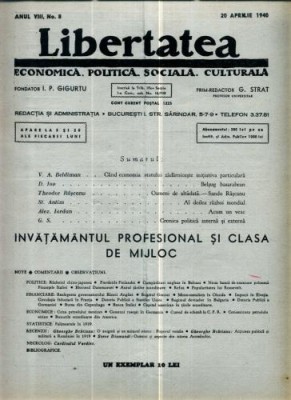 A112 Libertatea -Anul VIII, No. 8 - 20 Aprilie 1940 foto