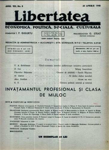 A112 Libertatea -Anul VIII, No. 8 - 20 Aprilie 1940