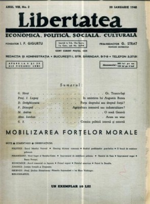 A104 Libertatea -Anul VIII, No.2 - 20 Ianuarie 1940 foto