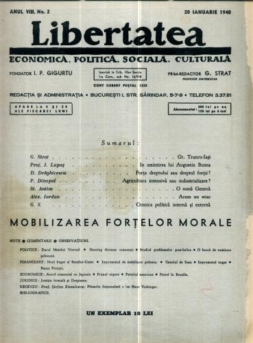 A104 Libertatea -Anul VIII, No.2 - 20 Ianuarie 1940