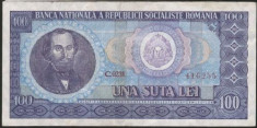 1) Bancnota 100 Lei 1966 portret Balcescu VF/XF foto