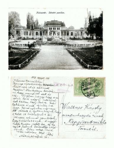 CP122 -54 Kolozsvar. Setateri pavilion -circulata 1919 CP122 -54 Kolozsvar. Setateri pavilion -circulata 1919