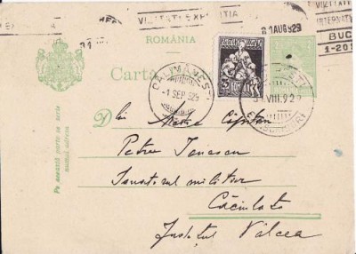 Carta postala 1929-Intreg postal Valcea foto