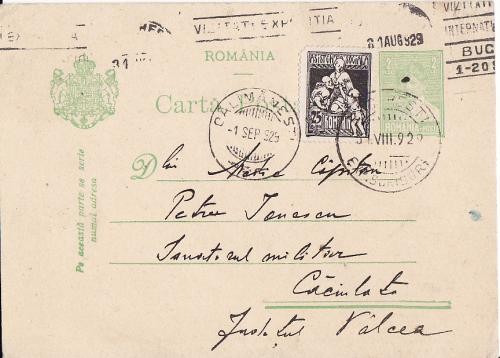 Carta postala 1929-Intreg postal Valcea
