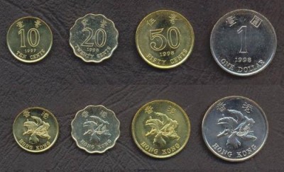 HONG KONG █ SET DE MONEDE █ 10, 20, 50 Cent, 1 Dollar █ 1997-1998 █ UNC foto
