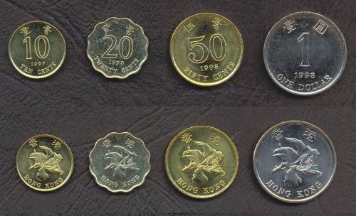 HONG KONG █ SET DE MONEDE █ 10, 20, 50 Cent, 1 Dollar █ 1997-1998 █ UNC HONG KONG █ SET DE MONEDE █ 10, 20, 50 Cent, 1 Dollar █ 1997-1998 █ UNC