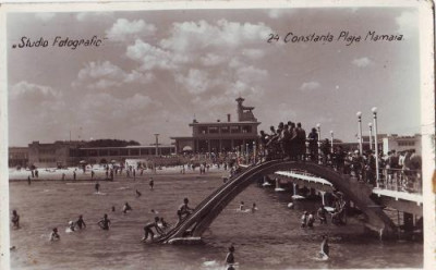 2196 Constanta,plaja cu topogan,foto,circulat 1936 foto