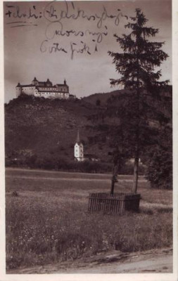 2217Crasna Castelul si biserica,circulat 1940 foto