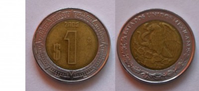 MEXIC 1 PESO 2005 BIMETAL ** foto