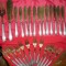 Set vechi 12+12 +2- Tacamuri Peste - maner argint ,lama bronz, 2 piese servit