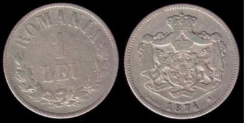 * Moneda 1 leu 1874 * Moneda 1 leu 1874