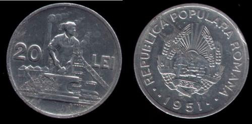 * Moneda 20 lei 1951