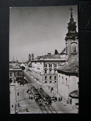 Oradea - Piata Victoriei (biserica, tramvai) R.P.R. foto