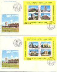 FDC LP1176/1987 Intereuropeana 87 ( hoteluri) 2 plicuri/blocuri foto