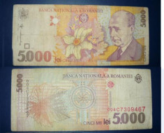 Bancnota Romania 5000 Lei foto