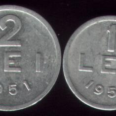 * Lot 2 monede 1 leu si 2 lei 1951