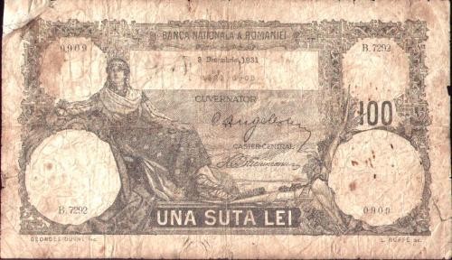 * Bancnota 100 lei 1931 * Bancnota 100 lei 1931