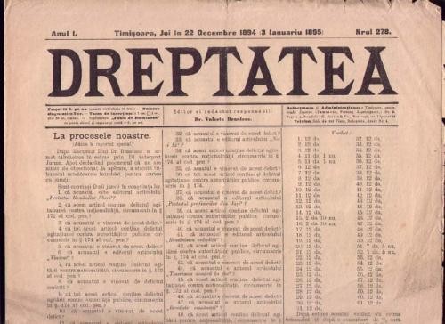 * Ziarul DREPTATEA 1894 - 1895 Timisoara foto mare * Ziarul DREPTATEA 1894 - 1895 Timisoara foto mare