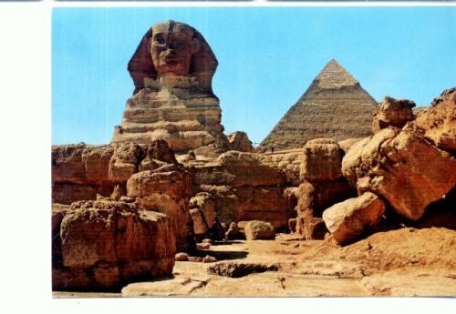 CP04-Egypt- Giza- The great Sphinx and Khefreh pyramid