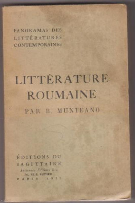 B.Munteano - LITTERATURE ROUMAINE (Paris, 1938) foto