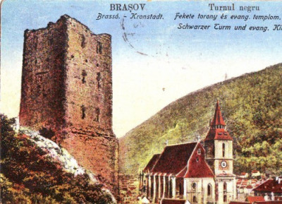 B128 Brasov Turnul Negru circulat 1928 foto
