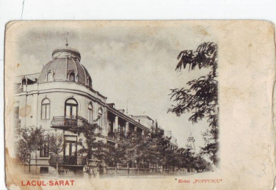 B185 Lacul Sarat Hotel Poppescu circulat 1903 foto