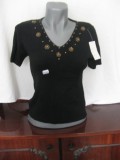 Bluza dama, Marime universala, Maneca scurta, Maro, Negru