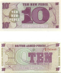 + Bancnota UNC British Armed Force 10 pence + foto