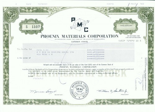 83 Certificat actiuni SUA - perforat -pentru colectionari 83 Certificat actiuni SUA - perforat -pentru colectionari