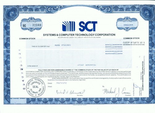 109 Certificat actiuni SUA - perforat -pentru colectionari