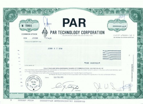 114 Certificat actiuni SUA - perforat -pentru colectionari