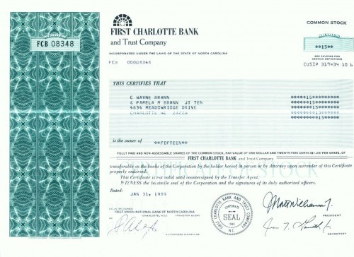 133 Certificat actiuni SUA - perforat -pentru colectionari 133 Certificat actiuni SUA - perforat -pentru colectionari