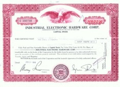 147 Certificat actiuni SUA - perforat -pentru colectionari