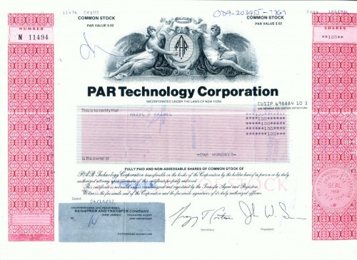 164 Certificat actiuni SUA - perforat -pentru colectionari