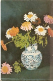 YR01999 RPR Crizanteme margarete flora ulcior pictat taranesc circulat 1966