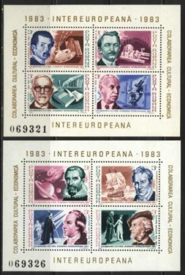 Romania 1983 - PERSONALITATI EUROPA CEPT, 2 blocuri de 4 nestampilate PN7/8 foto