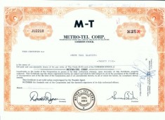 191 Certificat actiuni SUA - perforat -pentru colectionari