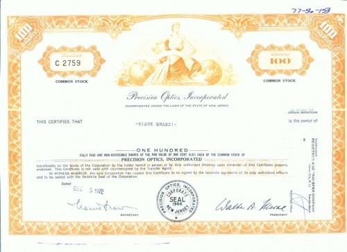 197 Certificat actiuni SUA - perforat -pentru colectionari 197 Certificat actiuni SUA - perforat -pentru colectionari