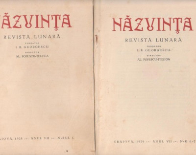 Revista NAZUINTA (Craiova) - 5 volume din 1928-1929 foto